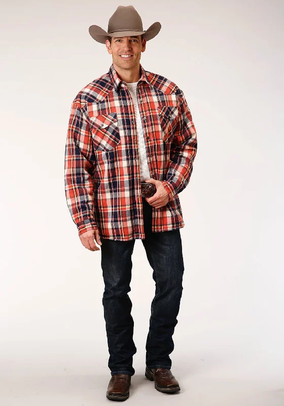 Men's Organic Cotton Casual Shirts with a Soft Handfeel for Everyday ComfortRoper Mens Orange 100% Cotton Sherpa Flannel Plaid L/S Tall Shirt Men's Organic Cotton Casual Shirts with a Soft Handfeel for Everyday ComfortRoper Mens Orange 100% Cotton Sherpa Flannel Plaid L/S Tall Shirt