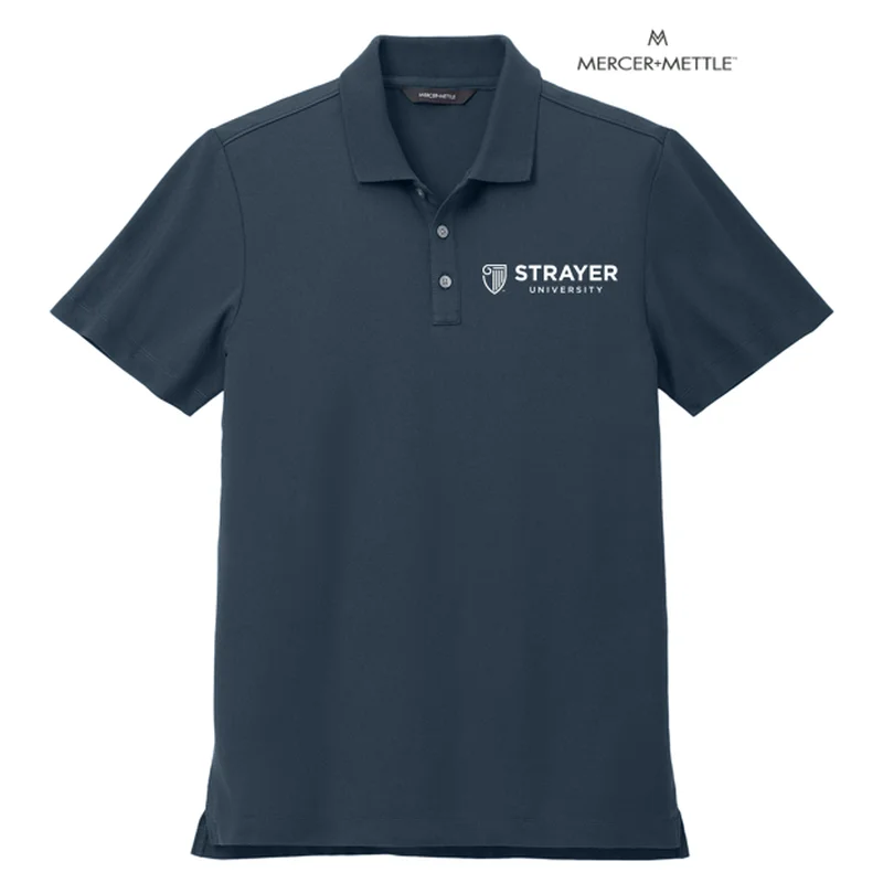 Men's Wrinkle - Resistant Polyester Blend Casual Shirts for Easy Travel and MaintenanceSTRAYER Mercer+Mettle™ Stretch Pique Polo - Night Navy Men's Wrinkle - Resistant Polyester Blend Casual Shirts for Easy Travel and MaintenanceSTRAYER Mercer+Mettle™ Stretch Pique Polo - Night Navy