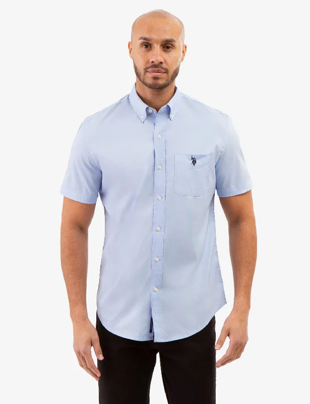Men's Shearling - Lined Collar Casual Shirts in Brown for a Rustic and Warm AppealSHORT SLEEVE STRETCH POPLIN SHIRT