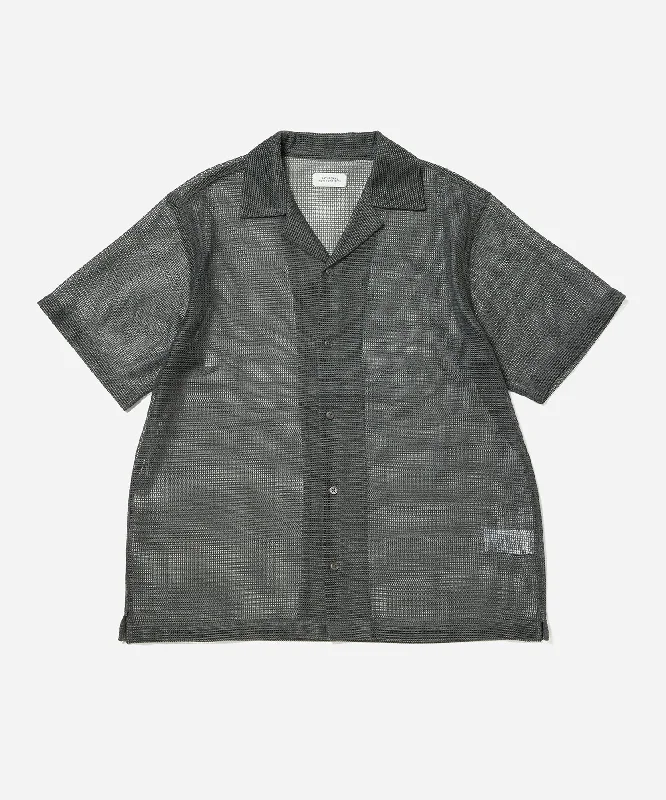 Men's Long - Line Oversized Casual Shirts in Dark Gray for a Relaxed and Modern LookCanty Mesh Short Sleeve Shirt Men's Long - Line Oversized Casual Shirts in Dark Gray for a Relaxed and Modern LookCanty Mesh Short Sleeve Shirt