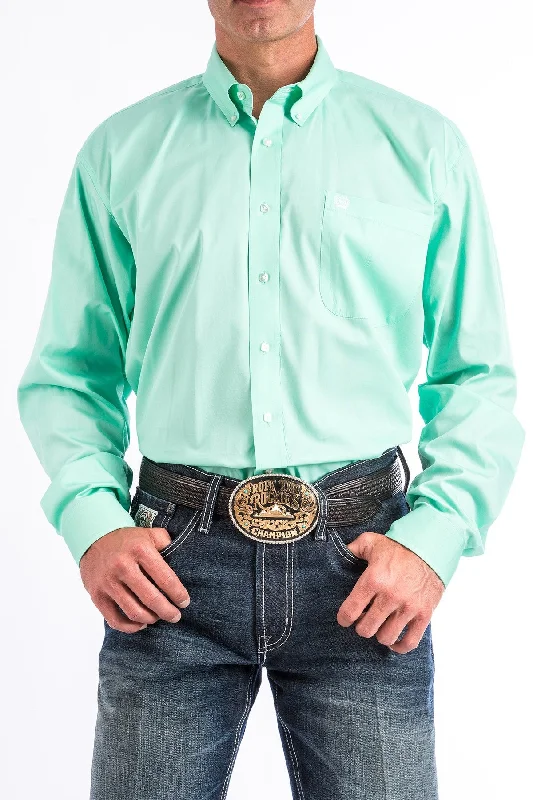 Plus Size Men's Striped Chambray Casual Shirts with a Spread Collar for a Preppy AppearanceCinch Mint Green Shirt Plus Size Men's Striped Chambray Casual Shirts with a Spread Collar for a Preppy AppearanceCinch Mint Green Shirt