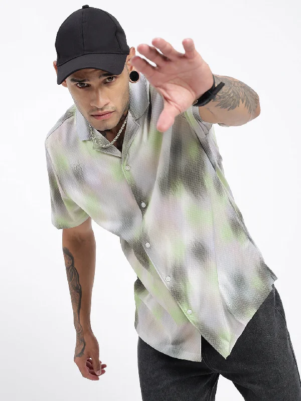 Men's Sustainable Recycled Material Casual Shirts for Eco - Conscious ConsumersMen Tie and Dye Green Relaxed Fit Shirt Men's Sustainable Recycled Material Casual Shirts for Eco - Conscious ConsumersMen Tie and Dye Green Relaxed Fit Shirt