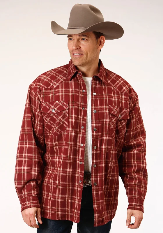 Men's Stretch - Fabric Casual Shirts in Navy Blue for a Comfortable and Flexible FitRoper Mens Sherpa Jacket Tall Wine 100% Cotton L/S Shirt