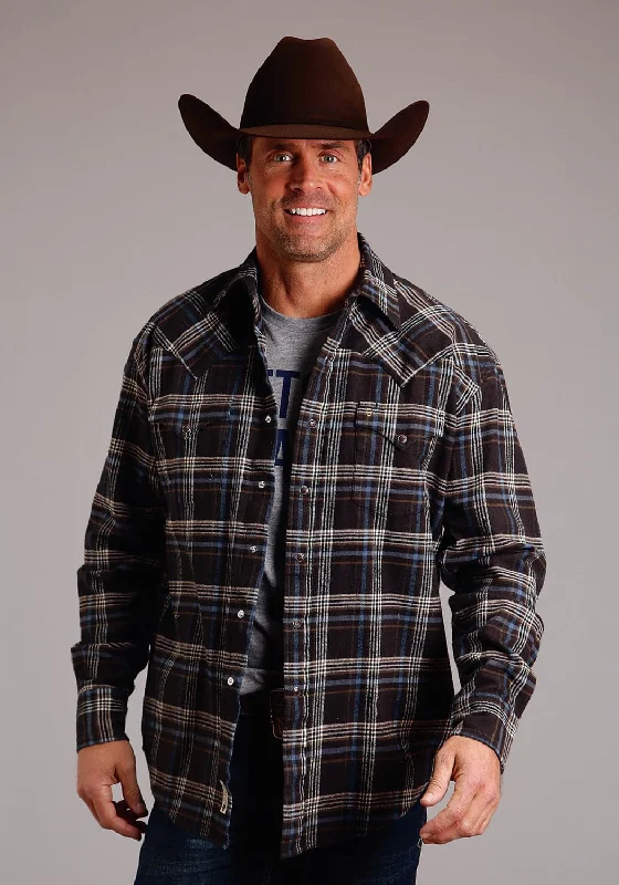 Men's Distressed Denim Casual Shirts with Frayed Edges for a Trendy and Rugged LookStetson Mens Light Blue Plaid Brown 100% Cotton L/S Shirt Men's Distressed Denim Casual Shirts with Frayed Edges for a Trendy and Rugged LookStetson Mens Light Blue Plaid Brown 100% Cotton L/S Shirt