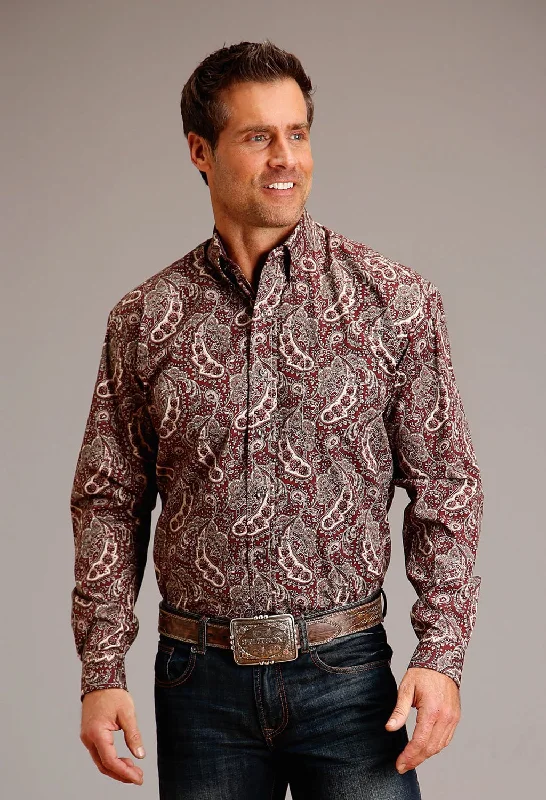 Men's Thermal - Lined Casual Shirts in Black for Added Warmth in Cold WeatherStetson Mens Siren Paisley Wine 100% Cotton L/S Shirt Men's Thermal - Lined Casual Shirts in Black for Added Warmth in Cold WeatherStetson Mens Siren Paisley Wine 100% Cotton L/S Shirt