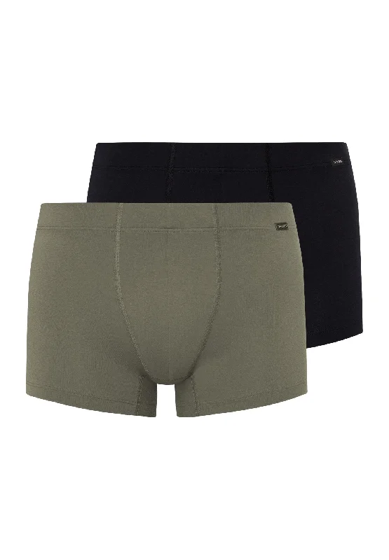 Men's boxer briefs with a moisture - wicking exteriorCotton Essentials 2 Pack Boxer Brief With Covered Waistband | Antique Green/Ebony 73079-2156 Men's boxer briefs with a moisture - wicking exteriorCotton Essentials 2 Pack Boxer Brief With Covered Waistband | Antique Green/Ebony 73079-2156