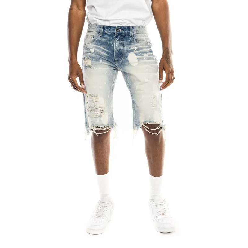 Men's camo print cargo shorts for outdoor adventuresBasic Jean Shorts - Cardiff Blue Men's camo print cargo shorts for outdoor adventuresBasic Jean Shorts - Cardiff Blue