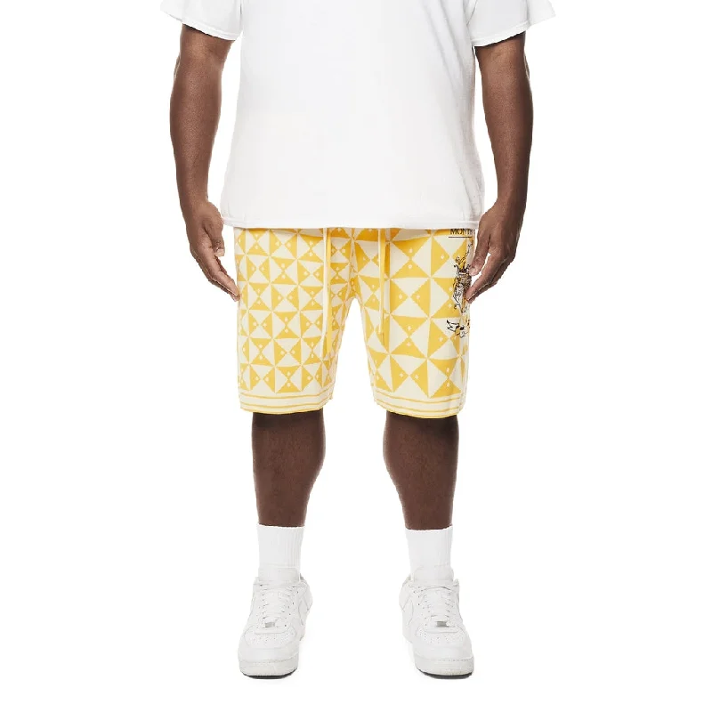 Men's adjustable - length convertible shorts for versatile useBig and Tall - Jacquard Knit Shorts - Mari Gold Men's adjustable - length convertible shorts for versatile useBig and Tall - Jacquard Knit Shorts - Mari Gold