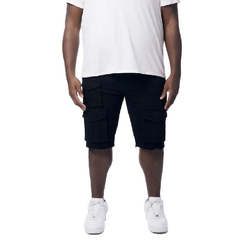 Men's drawstring casual linen shorts for a laid - back summer lookBig and Tall - Rip & Repair Cargo Jean Shorts - Jet Black Men's drawstring casual linen shorts for a laid - back summer lookBig and Tall - Rip & Repair Cargo Jean Shorts - Jet Black