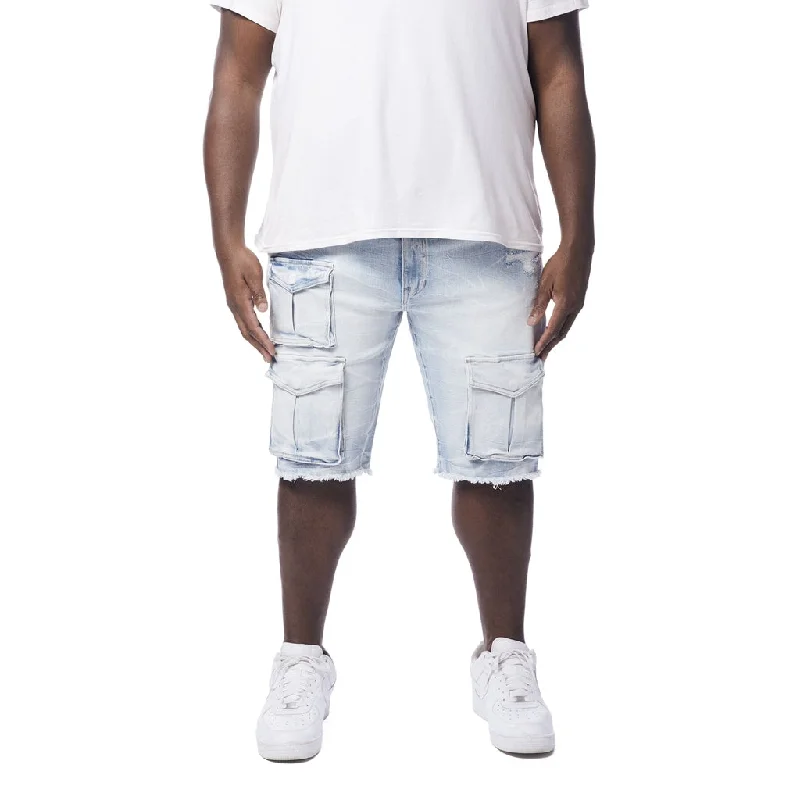 Men's floral print silk blend shorts for a unique night - out lookBig and Tall - Rip & Repair Cargo Jean Shorts - Santorini Blue Men's floral print silk blend shorts for a unique night - out lookBig and Tall - Rip & Repair Cargo Jean Shorts - Santorini Blue