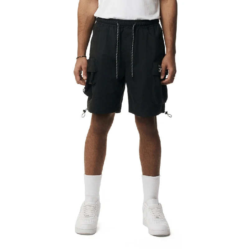 Men's ripped denim shorts for a trendy streetwear aestheticBrushed Cargo Shorts - Black Men's ripped denim shorts for a trendy streetwear aestheticBrushed Cargo Shorts - Black