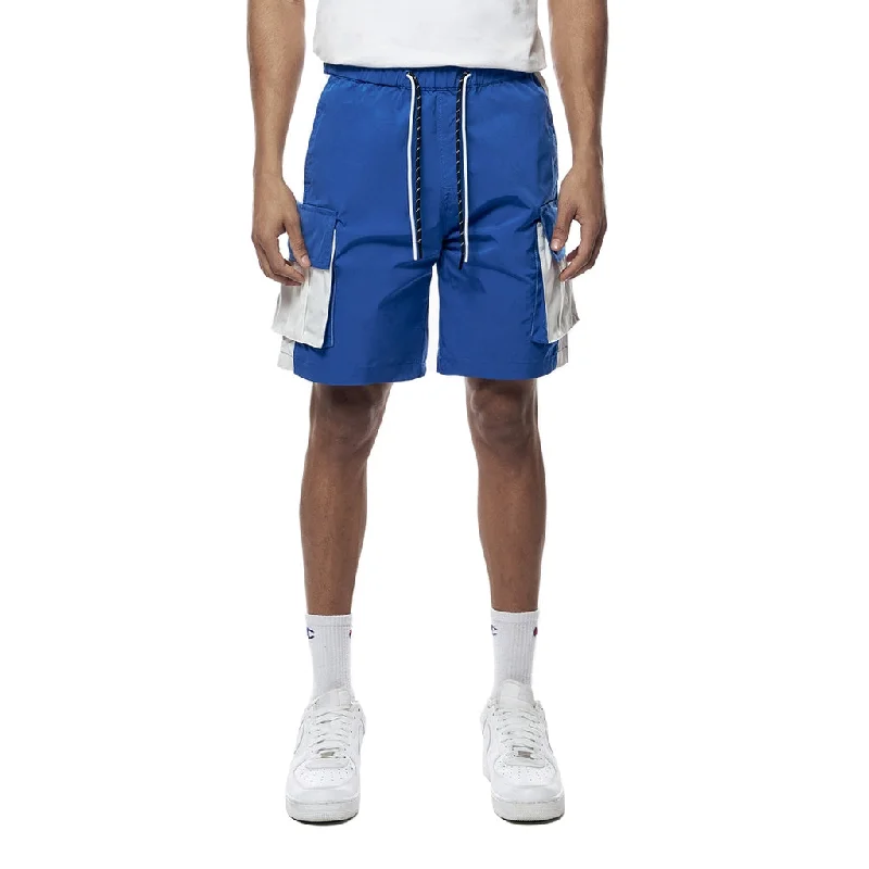 Men's zip - pocket canvas shorts for added functionality during travelColor block Utility Windbreaker Shorts - Royal Blue Men's zip - pocket canvas shorts for added functionality during travelColor block Utility Windbreaker Shorts - Royal Blue