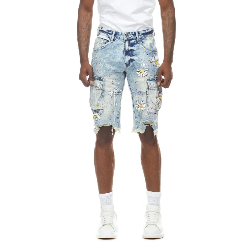 Men's neon - colored athletic shorts for high - visibility workoutsDaisy Graffiti Jean Shorts - Placid Blue Men's neon - colored athletic shorts for high - visibility workoutsDaisy Graffiti Jean Shorts - Placid Blue