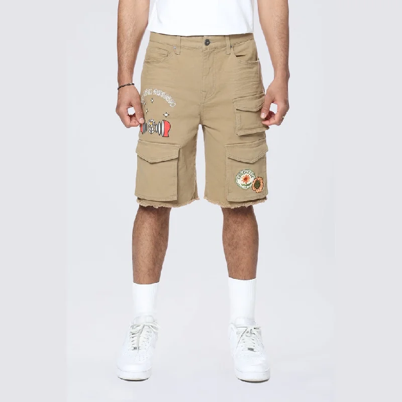 Men's elastic waistband lounge shorts for lazy weekends at homeDoodle Graphic Resort Twill Shorts - Khaki Men's elastic waistband lounge shorts for lazy weekends at homeDoodle Graphic Resort Twill Shorts - Khaki