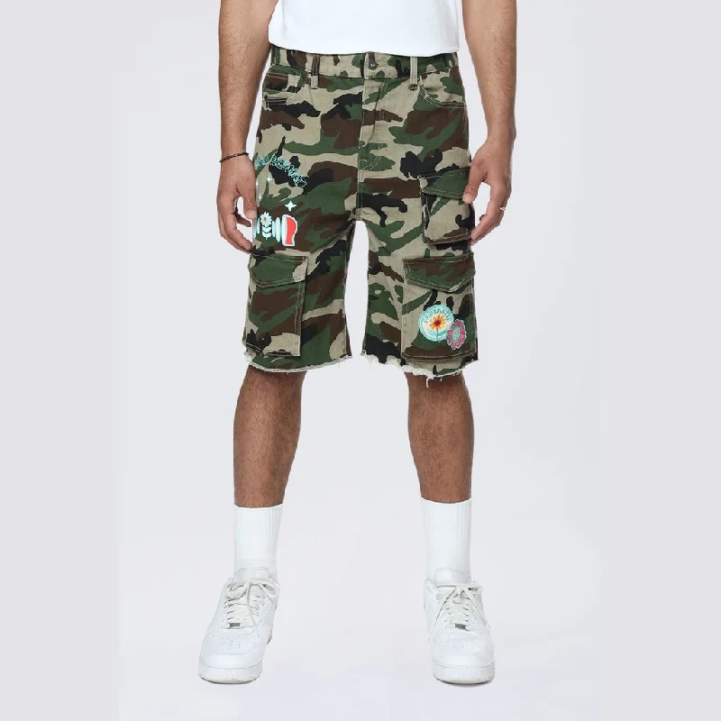 Men's high - waisted swim shorts with UPF protection for beach vacationsDoodle Graphic Resort Twill Shorts - Wood Camo