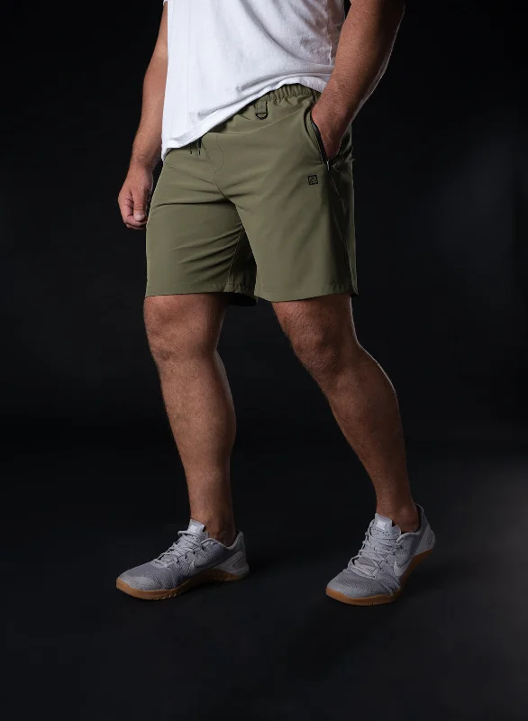 Men's side - stripe track shorts for a sporty running lookEVERYDAY SHORTS 7.5" - OLIVE Men's side - stripe track shorts for a sporty running lookEVERYDAY SHORTS 7.5" - OLIVE