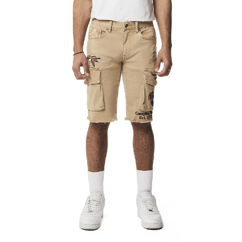 Men's drawstring casual linen shorts for a laid - back summer lookForest Collection Cargo Twill Shorts - Khaki Men's drawstring casual linen shorts for a laid - back summer lookForest Collection Cargo Twill Shorts - Khaki