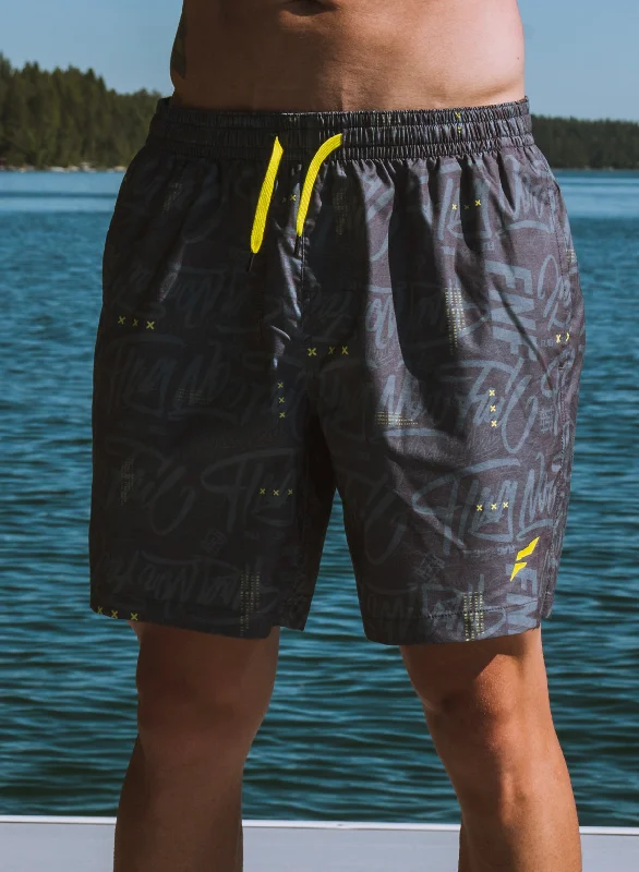 Men's high - waisted swim shorts with UPF protection for beach vacationsGOOD SUMMER SHORTS - FLAG-FETTI
