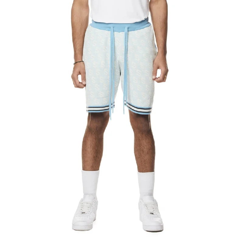 Men's camo print cargo shorts for outdoor adventuresJacquard Knit Shorts - Airy Blue Men's camo print cargo shorts for outdoor adventuresJacquard Knit Shorts - Airy Blue