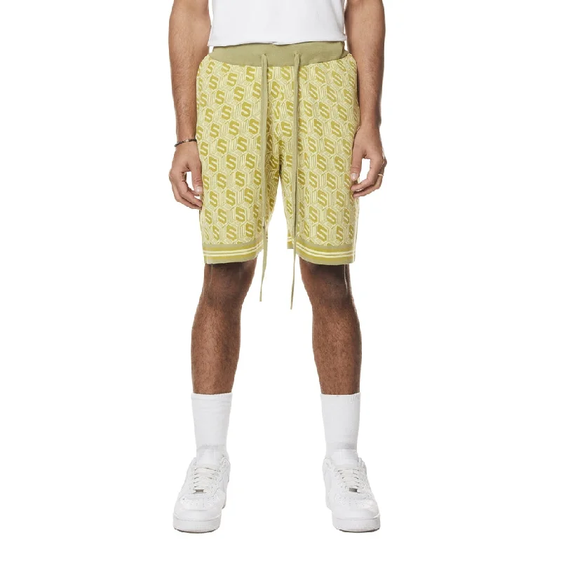 Men's side - stripe track shorts for a sporty running lookJacquard Knit Shorts - Kelp Men's side - stripe track shorts for a sporty running lookJacquard Knit Shorts - Kelp