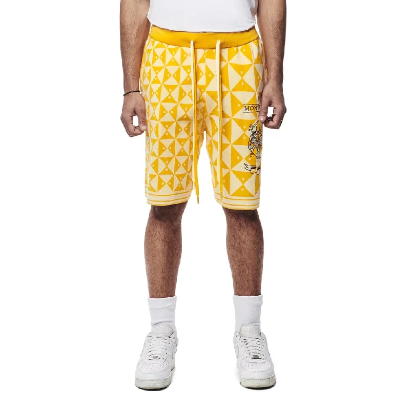 Men's zip - pocket canvas shorts for added functionality during travelJacquard Knit Shorts - Mari Gold Men's zip - pocket canvas shorts for added functionality during travelJacquard Knit Shorts - Mari Gold