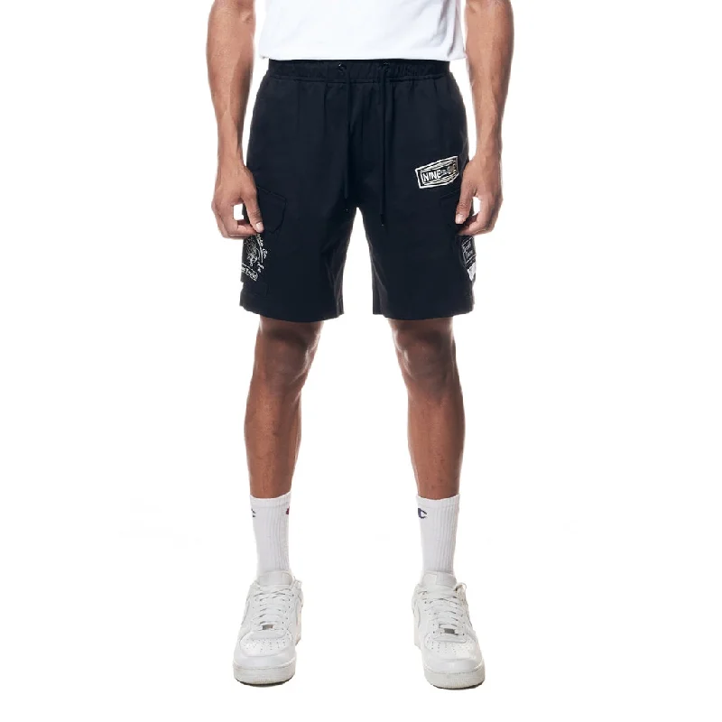 Men's side - stripe track shorts for a sporty running lookPrinted Twill Workwear Shorts - Black Men's side - stripe track shorts for a sporty running lookPrinted Twill Workwear Shorts - Black