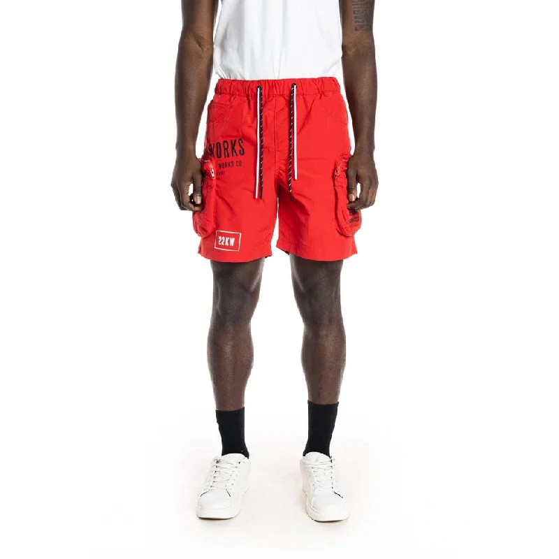 Men's drawstring casual linen shorts for a laid - back summer lookPrinted Utility Fashion Shorts - Red Men's drawstring casual linen shorts for a laid - back summer lookPrinted Utility Fashion Shorts - Red
