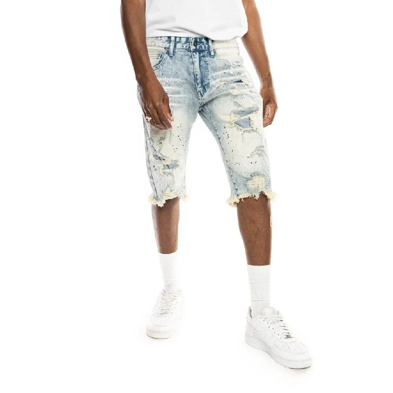 Men's distressed cotton shorts for a bohemian - inspired styleRipoff Semi Basic Jean Shorts - Brighton Blue Men's distressed cotton shorts for a bohemian - inspired styleRipoff Semi Basic Jean Shorts - Brighton Blue