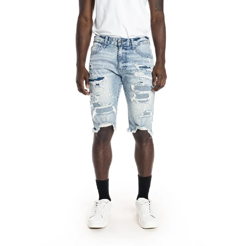 Men's drawstring casual linen shorts for a laid - back summer lookRipoff Semi Basic Jean Shorts - Mizu Blue Men's drawstring casual linen shorts for a laid - back summer lookRipoff Semi Basic Jean Shorts - Mizu Blue