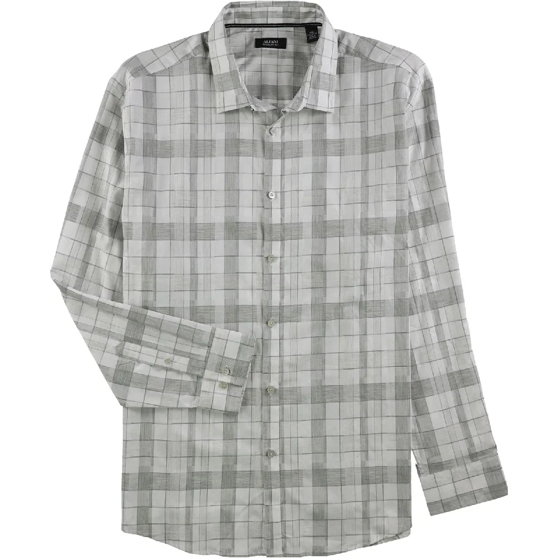 Men's Two - Tone Contrast Panel Casual Shirts in White and Navy for a Stylish and Eye - Catching DesignAlfani Mens Plaid Button Up Shirt, Grey, XX-Large Men's Two - Tone Contrast Panel Casual Shirts in White and Navy for a Stylish and Eye - Catching DesignAlfani Mens Plaid Button Up Shirt, Grey, XX-Large