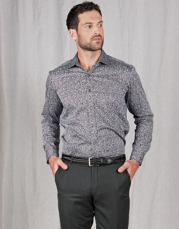 Men's Short - Sleeve Linen Casual Shirts in Light Khaki for a Breathable Summer OptionBanks Black & White Micro Paisley Print Shirt Men's Short - Sleeve Linen Casual Shirts in Light Khaki for a Breathable Summer OptionBanks Black & White Micro Paisley Print Shirt