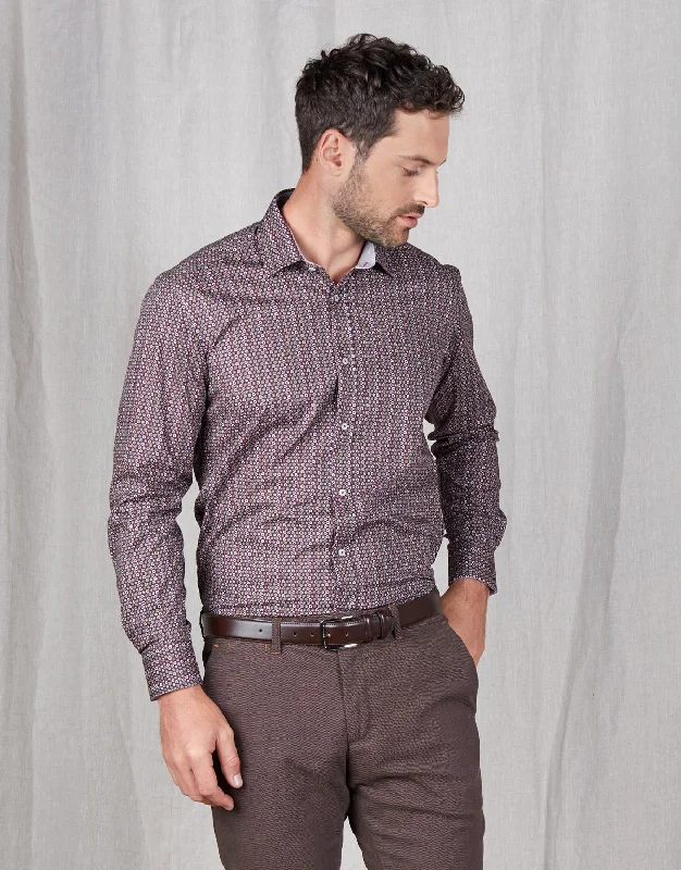 Men's Slim - Fit Printed Floral Casual Shirts in Pastel Colors for a Spring - Inspired VibeBarbican Maroon Candy Print Shirt Men's Slim - Fit Printed Floral Casual Shirts in Pastel Colors for a Spring - Inspired VibeBarbican Maroon Candy Print Shirt