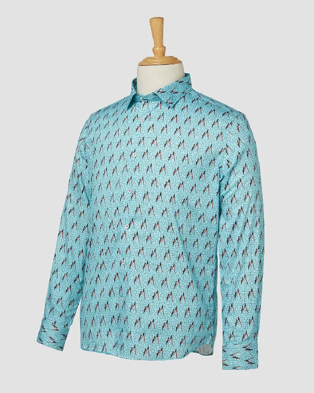 Men's Embroidered Detail Casual Shirts in Beige for a Touch of EleganceCompass Printed Shirt - Light Blue Men's Embroidered Detail Casual Shirts in Beige for a Touch of EleganceCompass Printed Shirt - Light Blue