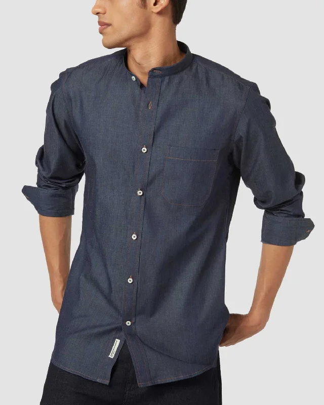 Men's Shearling - Lined Collar Casual Shirts in Brown for a Rustic and Warm AppealContrast Stitched Denim Shirt - Dark Blue Men's Shearling - Lined Collar Casual Shirts in Brown for a Rustic and Warm AppealContrast Stitched Denim Shirt - Dark Blue