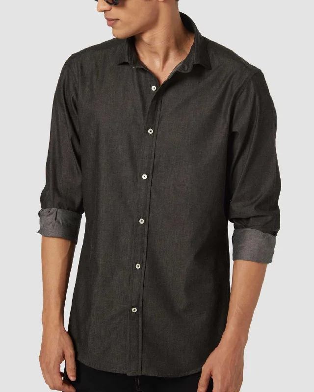 Plus Size Men's Plaid Flannel Casual Shirts in Earth Tones for a Cozy Fall OutfitDenim Shirt - Black Plus Size Men's Plaid Flannel Casual Shirts in Earth Tones for a Cozy Fall OutfitDenim Shirt - Black