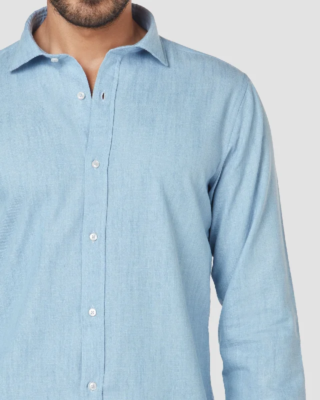 Men's Wrinkle - Resistant Polyester Blend Casual Shirts for Easy Travel and MaintenanceDenim Shirt - Light Blue Men's Wrinkle - Resistant Polyester Blend Casual Shirts for Easy Travel and MaintenanceDenim Shirt - Light Blue