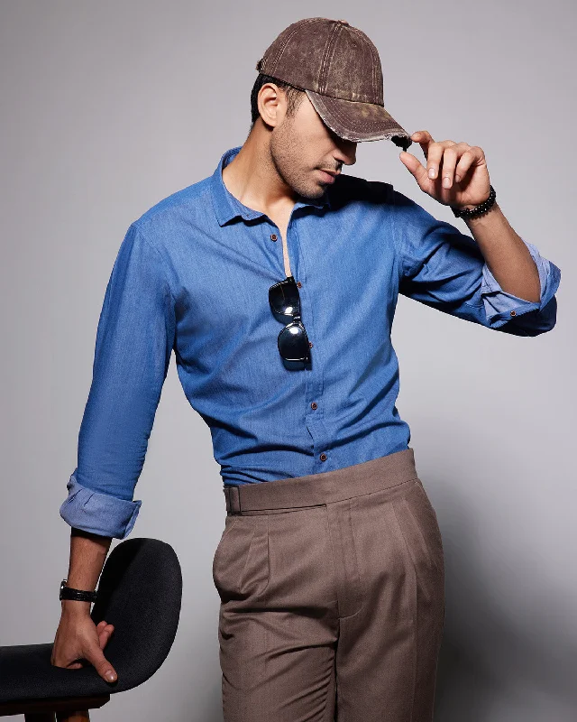 Men's Graphic - Printed Casual Shirts with Pop - Culture References for a Fun and Stylish LookDenim Shirt - Mid Blue Men's Graphic - Printed Casual Shirts with Pop - Culture References for a Fun and Stylish LookDenim Shirt - Mid Blue