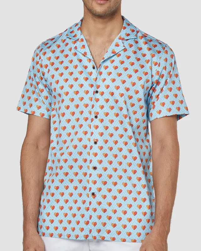 Plus Size Men's Striped Chambray Casual Shirts with a Spread Collar for a Preppy AppearancePalmier Heart Shirt Plus Size Men's Striped Chambray Casual Shirts with a Spread Collar for a Preppy AppearancePalmier Heart Shirt