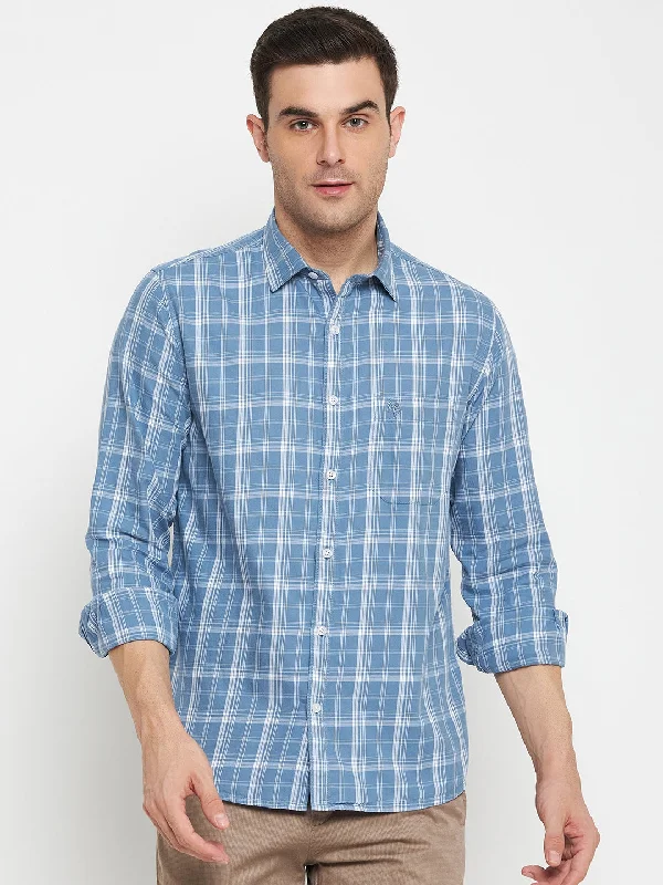 Men's Embroidered Detail Casual Shirts in Beige for a Touch of EleganceMen's Blue Casual Medium Checks Full Sleeve Shirt Men's Embroidered Detail Casual Shirts in Beige for a Touch of EleganceMen's Blue Casual Medium Checks Full Sleeve Shirt