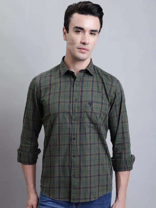 Men's Tailored Fit Checkered Casual Shirts in Multicolor for a Smart - Casual EnsembleMen's Green Casual Medium Checks Full Sleeve Shirt Men's Tailored Fit Checkered Casual Shirts in Multicolor for a Smart - Casual EnsembleMen's Green Casual Medium Checks Full Sleeve Shirt