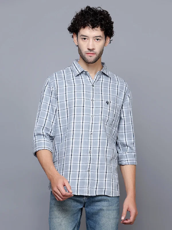 Men's Tailored Fit Checkered Casual Shirts in Multicolor for a Smart - Casual EnsembleMen's Light Grey Casual Medium Checks Full Sleeve Shirt Men's Tailored Fit Checkered Casual Shirts in Multicolor for a Smart - Casual EnsembleMen's Light Grey Casual Medium Checks Full Sleeve Shirt
