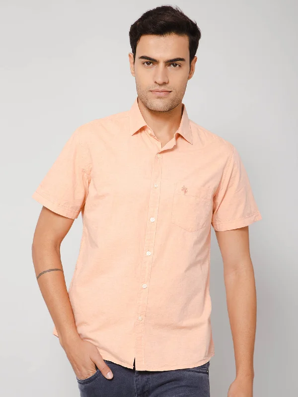 Men's Moisture - Wicking Performance Fabric Casual Shirts for Outdoor ActivitiesMen's Light Orange Casual Plain Half Sleeve Shirt Men's Moisture - Wicking Performance Fabric Casual Shirts for Outdoor ActivitiesMen's Light Orange Casual Plain Half Sleeve Shirt