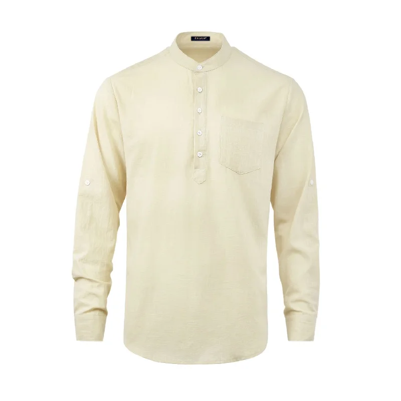 Men's Luxury Cashmere Blend Dress Shirts in Dark Brown for a High - End and Comfortable WearMen‘s Henley Shirt Lightweight with Pocket - BEIGE-1 Men's Luxury Cashmere Blend Dress Shirts in Dark Brown for a High - End and Comfortable WearMen‘s Henley Shirt Lightweight with Pocket - BEIGE-1