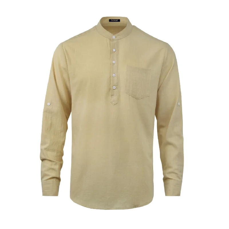 Plus Size Men's Wrinkle - Resistant Polyester Dress Shirts in Black for Easy Travel and MaintenanceMen‘s Henley Shirt Lightweight with Pocket - BEIGE Plus Size Men's Wrinkle - Resistant Polyester Dress Shirts in Black for Easy Travel and MaintenanceMen‘s Henley Shirt Lightweight with Pocket - BEIGE