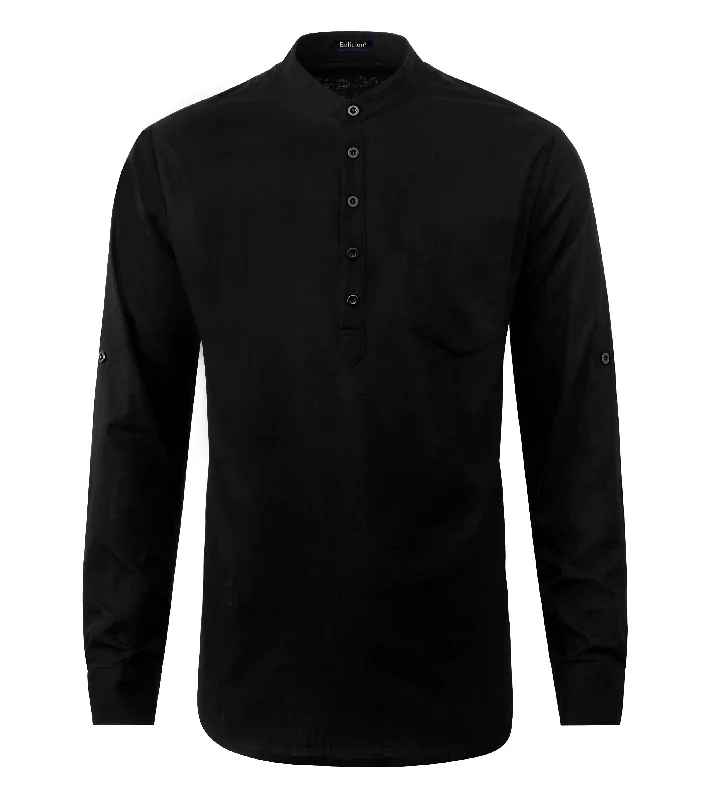 Plus Size Men's Italian - Made Silk Blend Dress Shirts in Navy Blue for a Sophisticated AppealMen‘s Henley Shirt Cotton Linen with Pocket - BLACK Plus Size Men's Italian - Made Silk Blend Dress Shirts in Navy Blue for a Sophisticated AppealMen‘s Henley Shirt Cotton Linen with Pocket - BLACK