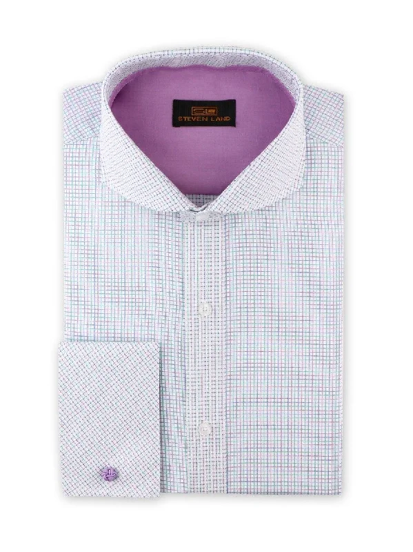 Men's Button - Down Collar Dress Shirts in Creamy Ivory for a Semi - Formal EventSteven Land | Classic Fit | Triple Tattersall Dress Shirt Men's Button - Down Collar Dress Shirts in Creamy Ivory for a Semi - Formal EventSteven Land | Classic Fit | Triple Tattersall Dress Shirt