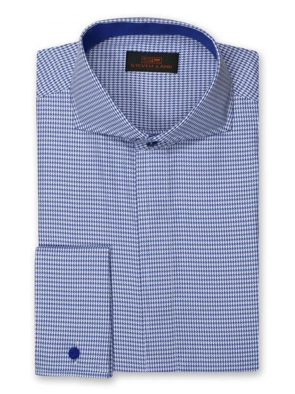 Plus Size Men's Italian - Made Silk Blend Dress Shirts in Navy Blue for a Sophisticated AppealSteven Land | Shark Tooth Dress Shirt Plus Size Men's Italian - Made Silk Blend Dress Shirts in Navy Blue for a Sophisticated AppealSteven Land | Shark Tooth Dress Shirt