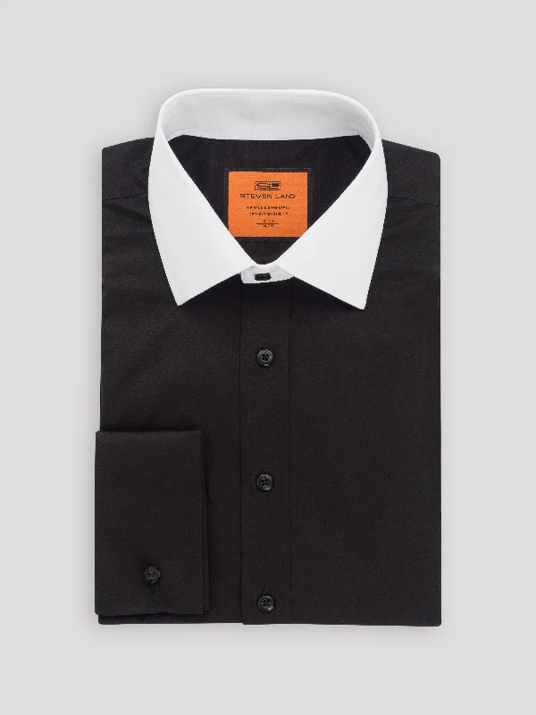 Men's Easy - Care Dress Shirts in Light Grey with a Self - Stripe Pattern for a Refined LookWrinkle & Shrink Resistant | 100% Cotton Poplin Contrast Collar Dress Shirt Men's Easy - Care Dress Shirts in Light Grey with a Self - Stripe Pattern for a Refined LookWrinkle & Shrink Resistant | 100% Cotton Poplin Contrast Collar Dress Shirt