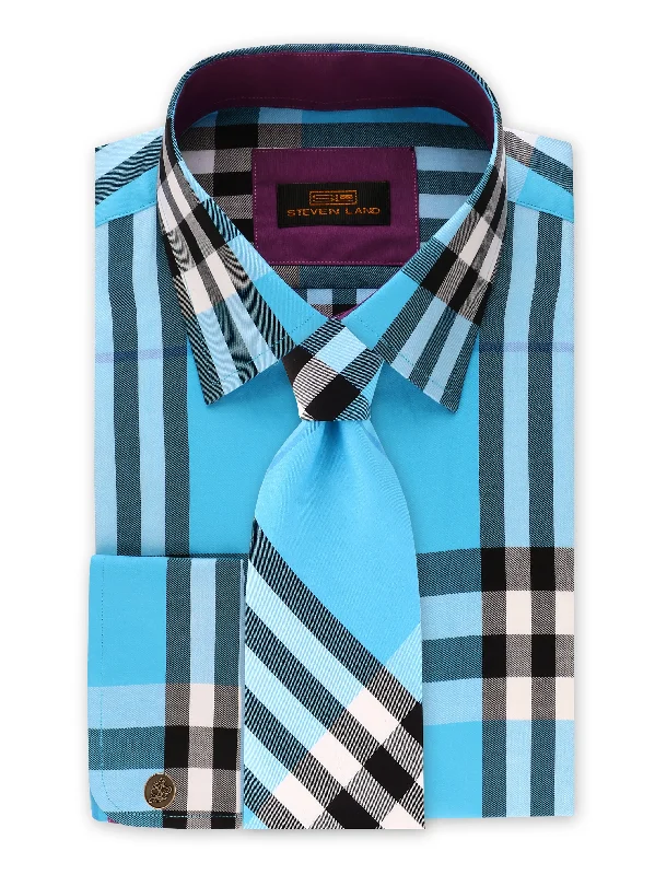 Slim Fit Men's Egyptian Cotton Dress Shirts in Crisp White for a Classic Business LookSteven Land | British Dress Shirt + Tie and Hanky + Cufflink | Blue Slim Fit Men's Egyptian Cotton Dress Shirts in Crisp White for a Classic Business LookSteven Land | British Dress Shirt + Tie and Hanky + Cufflink | Blue