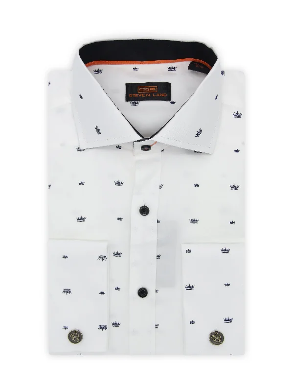 Plus Size Men's Striped Dress Shirts in Navy and White for a Nautical - Inspired StyleSteven Land | Semi Spread Collar Crown Cotton Dress Shirt Plus Size Men's Striped Dress Shirts in Navy and White for a Nautical - Inspired StyleSteven Land | Semi Spread Collar Crown Cotton Dress Shirt